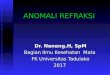 B. Refraksi Mata€¦ · PPT file · Web view · 2017-11-13ANOMALI REFRAKSI Dr. Neneng.H, SpM Bagian Ilmu Kesehatan Mata FK Universitas Tadulako 2017 ... afakia, lensa tipis 3