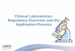 Clinical Laboratories: Regulatory Overview and the ... · Clinical Laboratories: Regulatory Overview and the Application Process . Presented to: ... CLIA •CLIA stands for Clinical