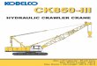HYDRAULIC CRAWLER CRANE - kcmu-cranes.comkcmu-cranes.com/wp-content/uploads/2016/09/CK850-III-Spec-Book-1… · HYDRAULIC CRAWLER CRANE. 1 1. ... Jib is extendible on booms of 80’