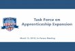 TaskForce on Apprenticeship Expansion · secondary schools for career and technical education ... • Industry recognized apprenticeship must include work based learning and performance