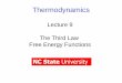 Lecture 9 The Third Law Free Energy Functionsfranzen/public_html/CH331/lecture/Lecture_9.pdf · The Third Law of Thermodynamics The third law of thermodynamics states that every substance