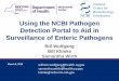 Using the NCBI Pathogen Detection Portal to Aid in ... NCBI_Pathogen...• Multiple substitutions add to noise • Fast, exact algorithm ... Wadsworth/MDH. Vendors: PacBio, Illumina,