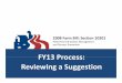FY13 Process - USDA APHIS | Home Landing Page Farm Bill: Section 10201 Plant Pest and Disease Management and Disaster Prevention FY13 Process: Reviewing a Suggestion Live Meeting‐‐Logistics