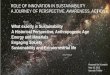 ROLE OF INNOVATION IN SUSTAINABILITY A JOURNEY OF PERSPECTIVE, AWARENESS, ACTION · 2017-02-04 · ROLE OF INNOVATION IN SUSTAINABILITY A JOURNEY OF PERSPECTIVE ... • Care for creation