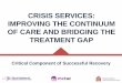 CRISIS SERVICES: IMPROVING THE CONTINUUM OF … OASAS... · • Crisis Services can demonstrate value in this new world ... N.R., Britt, J., & Cucciare, M.A ... • Initiation and