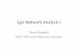 Ego Network Analysis I - Analytic · PDF filealter 1 and alter 2 Ego. Ego. Ego betweenness • The number of points that ego gets for being between two others is inverse function of