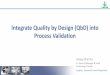 Integrate Quality by Design (QbD) into Process Validation · 1 Integrate Quality by Design (QbD) into Process Validation Sanjay Sharma. Sr. General Manager & Head Technology Transfer
