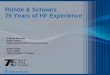 Rohde & Schwarz 75 Years of HF Experience · Rohde & Schwarz 75 Years of HF Experience Andreas Reinecke Head of Sales Radiocommunications Systems Division Robert Träger …