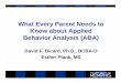 What Every Parent Needs to Know about Applied Behavior ... · What Every Parent Needs to Know about Applied Behavior Analysis (ABA) David F. Bicard, Ph.D., BCBA-D Esther Plank, MS