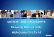 Microsoft - NHS Annual Summit Delivering Darzi Locally ...download.microsoft.com/documents/uk/health/summit/Steffen... · Orthopedic Unit Nurse Quality Manager Compliance Officer