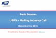 Peak Season USPS Mailing Industry Call · Peak Season USPS – Mailing Industry Call December 11, 2015 To view/listen to the audio of this presentation: Click here . 2 ... SPLY Pallets