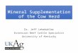Mineral Supplementation of the Cow Herd - College of … Agent Mineral Update.pptx · PPT file · Web view2016-04-19 · Mineral Supplementation of the Cow Herd. Dr. Jeff Lehmkuhler