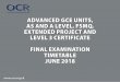 OCR June 2018 Final examination timetable - … ·  advanced gce units, as and a level, fsmq, extended project and level 3 certificate final examination timetable june 2018