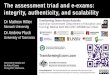 The assessment triad and eexams: - integrity, … · Flexible for open/closed book ... which causes headaches for technical support staf\൦ at ... All schools w對ill be undertaking