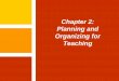 Chapter 2: Planning and Organizing for Teaching · Effective Instructional Strategies Chapter 2: Planning and Organizing for Teaching Chapter Two Objectives ... Level 3—Classroom