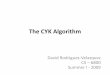 The CYK Algorithmrogaway/classes/120/winter12/CYK.pdf · The CYK Algorithm Basics –The Structure of the rules in a Chomsky Normal Form grammar –Uses a “dynamic programming”