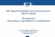 UE Oportunidades de Financiación 2014-2020: … · • Combatir racismo, xenofobia, homofobia • Fomentar los derechos de las personas con discapacidad • Fomentar la igualdad