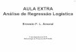 AULA EXTRA Análise de Regressão Logística - … · –O modelo de regressão logístico é utilizado quando a variável resposta é qualitativa com dois resultados possíveis