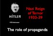 Nazi Reign of Terror 1933-39 - Preswex: Historyhistory.preswex.ie/uploads/6/9/3/5/6935889/nazi-propaganda... · The role of propaganda Nazi Reign of Terror 1933-39 1932 election poster