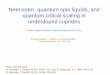 ``Deconfined’’ quantum critical pointsweb.mit.edu/~senthil/www/kiasc1005.pdf · Neel order, quantum spin liquids, and quantum critical scaling in underdoped cuprates T. Senthil