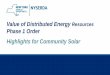 Value of Distributed Energy Resources Phase 1 Order ... · Value of Distributed Energy Resources Phase 1 Order. Highlights for Community Solar . 2. Context of Order • As part of
