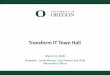 Transform IT Town Hall · Plan Alignment of Services Determine Service Movement Develop Transition Schedule Project Management Institute Methodology