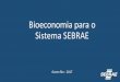 Bioeconomia para o Sistema SEBRAE - Green Rio · Maquiagem, Resíduos Bioenergia Biocombustíveis, Biogás, Biomassa, Resíduos Consumidor (Tendências) Mercado Público e Privado