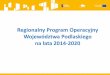 Regionalny Program Operacyjny - rpowp.wrotapodlasia.pl · Pakiet legislacyjny polityki spójności 2014-2020 Szablon programu operacyjnego Strategia Rozwoju Województwa Podlaskiego