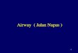 Airway ( Jalan Napas ) - · PDF filePenyebab sumbatan jalan napas paling sering : pangkal lidah yang jatuh ke belakang Korban tak sadar jangan diberi bantal, jangan diganjal bahu