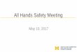 All Hands Safety Meeting - umaec.umich.eduumaec.umich.edu/wp-content/uploads/2013/08/All-Hands-May-2017.pdf · NIOSH Lifting Equations, OWAS, RULA, REBA, etc. Computer Vision for