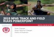 2019 NFHS TRACK AND FIELD RULES POWERPOINT · Rule Change 6-9-4, 6-9-5, 6-9-7 LONG JUMP/TRIPLE JUMP The landing pit shall be filled with sand or other soft material to a depth at