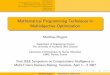 Mathematical Programming Techniques in … Finding Eﬃcient Solutions – Scalarization Multiobjective Linear Programming Multiobjective Combinatorial Optimization Applications Commercials