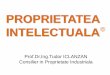 PROPRIETATEA INTELECTUALA - upt.ro · Proprietatea intelectuala Proprietatea Industriala Proprietatea Literar-artistica-stiintifica •Inventii brevetate • Modele de utilitate •