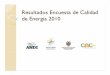 Resultados Encuesta de Calidad de Energía 2010 - cac.org.co · Ficha demográfica Departamento Numero de Usuarios Antioquia 63 Atlántico 7 Bolivar 18 Boyacá 3 Cauca 16 Cesar 1