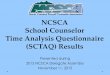 NCSCA School Counselor Time Analysis Questionnaire (SCTAQ ... Delegate Assemb…School Counselor Time Analysis Questionnaire (SCTAQ) Results Presented during 2015 NCSCA Delegate Assembly