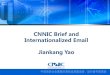 CNNIC Brief and Internationalized Email Jiankang Yao · DNS Basic IoT Standardization in China International Standardization EAI DNSOP DNSEXT HIPRG IOT BAR BOF DHC BEHAVE APPSA CORE