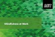 Mindfulness at Work · Mindfulness at the Workplace •The relationship between mindfulness and work engagement or mindfulness and wellbeing is mediated by positive affect, hope and