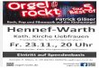 Orge Tour rock t Best of Patrick Gläser Rock, Pop und ... · Orge Tour rock t Best of Patrick Gläser Rock, Pop und Filmmusik auf der Kirchenorgel Hennef-Warth Kath. Kirche Liebfrauen