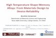 Ibrahim Karaman - College of Engineering · High Temperature Shape Memory Alloys: From Materials Design to Device Reliability Ibrahim Karaman Department of Materials Science and Engineering