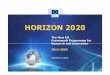 HORIZON 2020 · What is Horizon 2020 • Initial Commission proposal for a €80 billion research and innovation funding programme (2014-2020); now just over €70 billion • A core