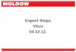 Export Steps Vitus 04.12.12. · • Planlægge flere møder paralelet – ingen problem. • Overholde mødetider og undgå kø – ingen problem Anden bølge – potentielle distributører