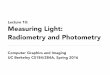 Lecture 10: Measuring Light: Radiometry and …...CS184/284A, Lecture 10 Ren Ng, Spring 2016 Counting Photons Given a sensor/light, we can count how many photons it receives/emits