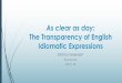 The Transparency of English Idiomatic Expressions · Idiomatic Expressions Kristina Geeraert KU Leuven ICLC–14 . Background ´Idioms typically discussed in terms of their compositionality