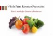 Whole Farm Revenue Protection · Other facts to understand about WFRP: •WFRP covers revenue ‘produced’ in the insurance year –A commodity not harvested or sold will count
