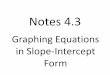 Graphing Equations in Slope-Intercept 1CP/4.3 Notes Graphing... II. Writing linear Equations in Slope-Intercept