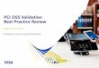 PCI DSS Validation Best Practice Review - Visa · PCI DSS applies to all payment channels, including card present, mail/telephone order, eCommerce, in-app, etc. Validation Separate
