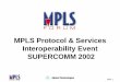 MPLS Protocol & Services Interoperability Event ... • VPN - Virtual Private Network • BGP/MPLS VPN - Layer 3 MPLS VPN using BGP-4 • VRF Table - VPN Routing and Forwarding Table