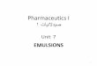 Pharmaceutics I - Philadelphia University · 2017-12-26 · •Emulsifying Agents • The initial step in preparation of an emulsion is selection of the emulsifier. • To be useful