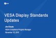 VESA Display Standards Updates• Mandated for USB4 and Thunderbolt • Embedded DisplayPort (eDP) • ~95% penetration in notebook PCs, used in many high-end tablets and now automotive