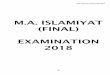 M.A. ISLAMIYAT (FINAL) EXAMINATION 2018 M.A 2018/Final/Islamiyat (Final).pdf · M.A Islamiyat (Final) Exam 2018 245 M.A Islamiyat (Final) Annual Examination 2018 Total Marks = 1100